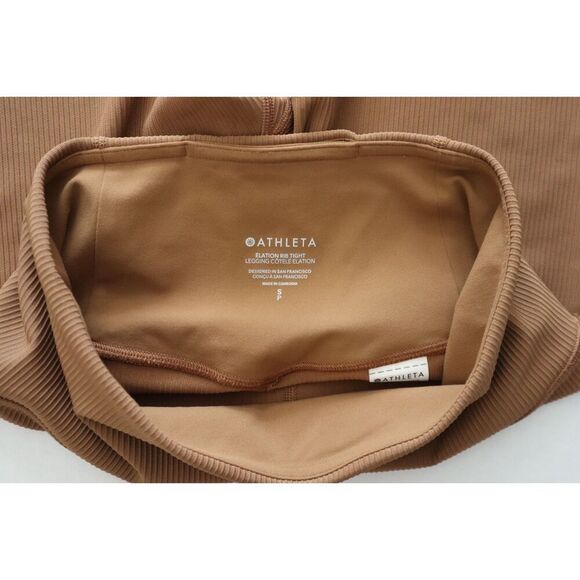 Athleta 410342 Women Sz S Walnut Brown High-Rise Elation Rib Tight Leggings - Picture 4 of 12